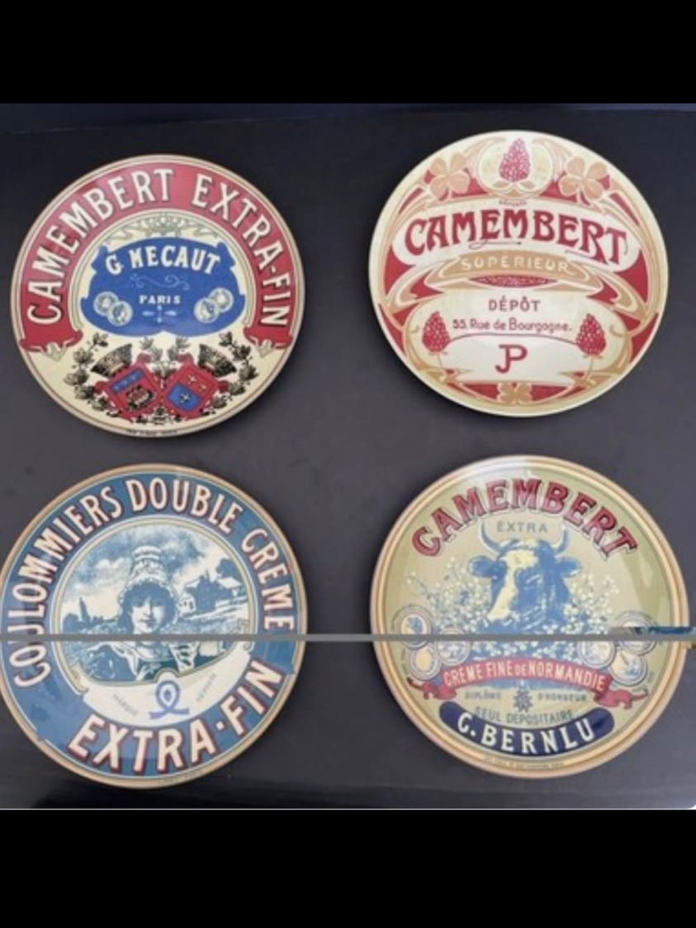 BIA Cordon Bleu Camembert Boxed Set of 4 Cheese Plates 8"